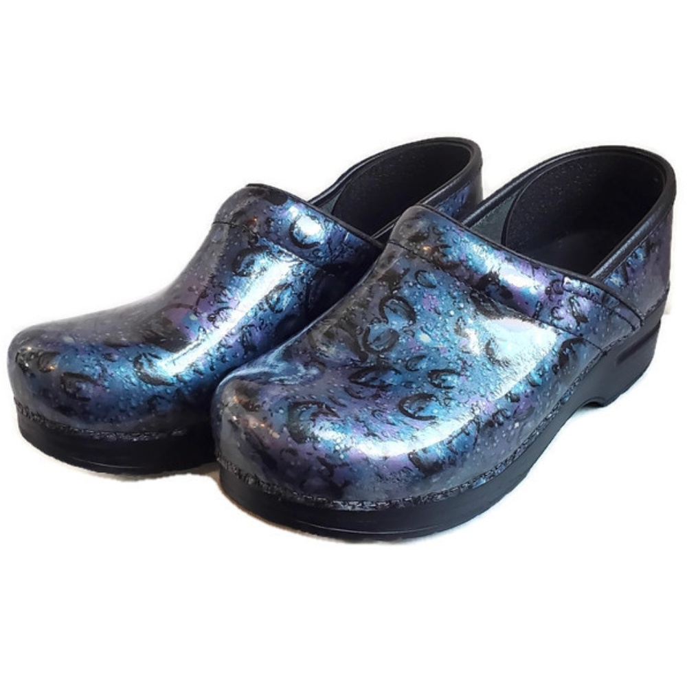 DANSKO Patent Leather Raindrop Clogs Size 38